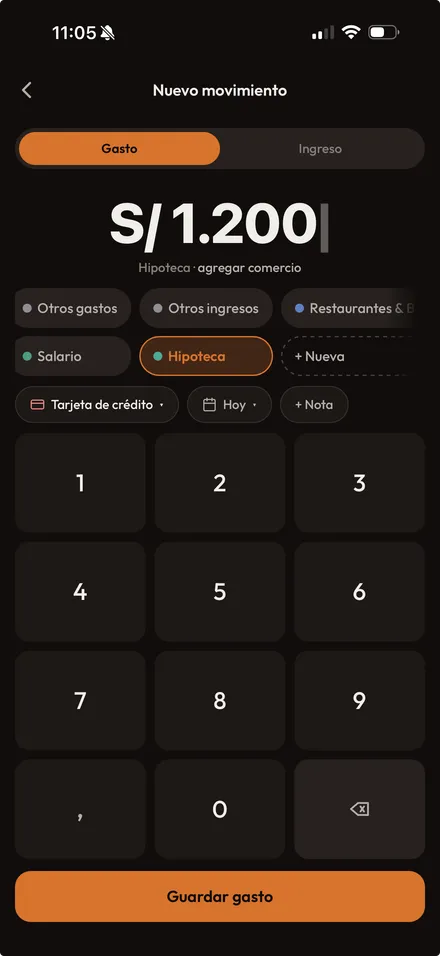 Migo: registro de un nuevo gasto